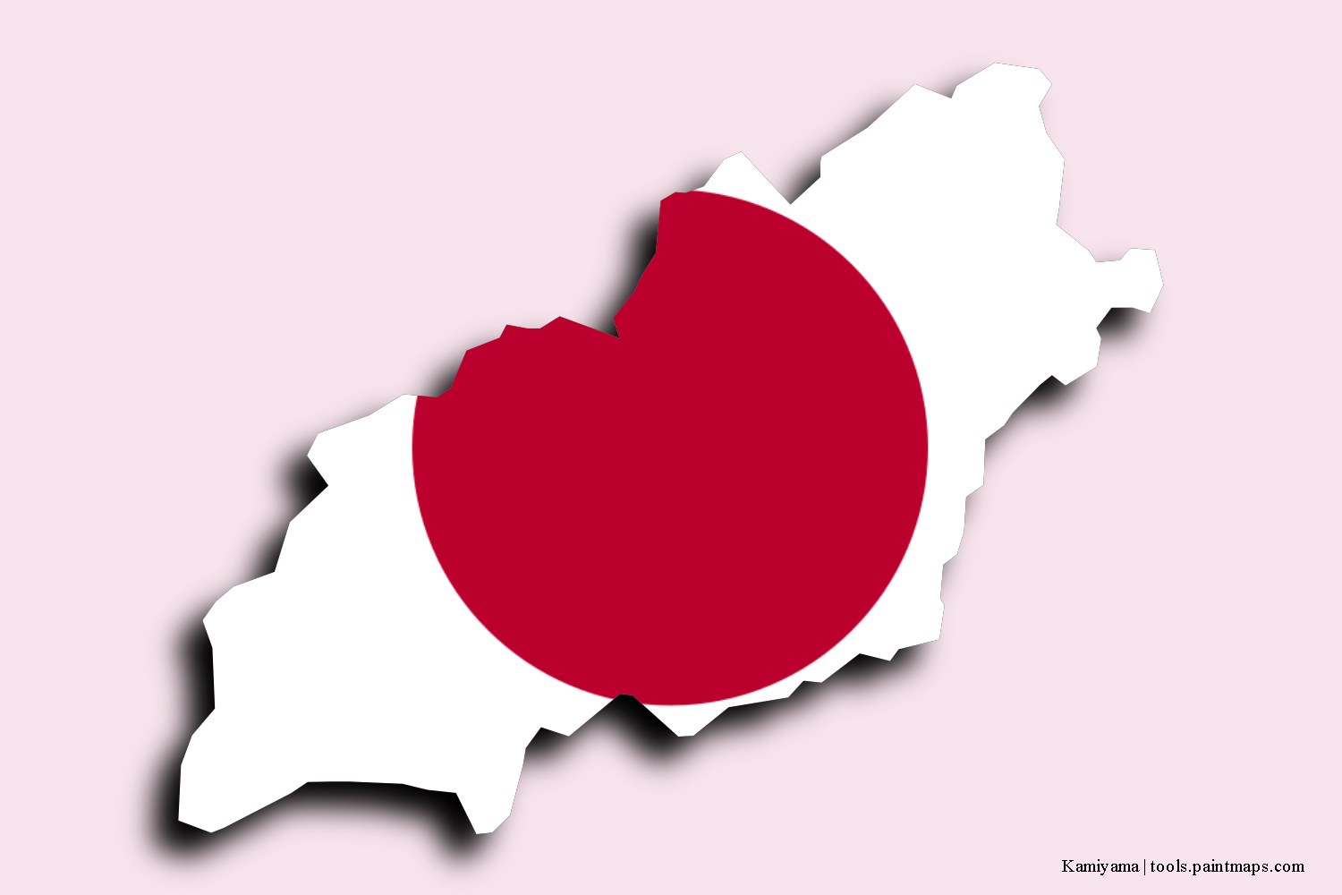 flag map of Kamiyama with 3D shadow effect