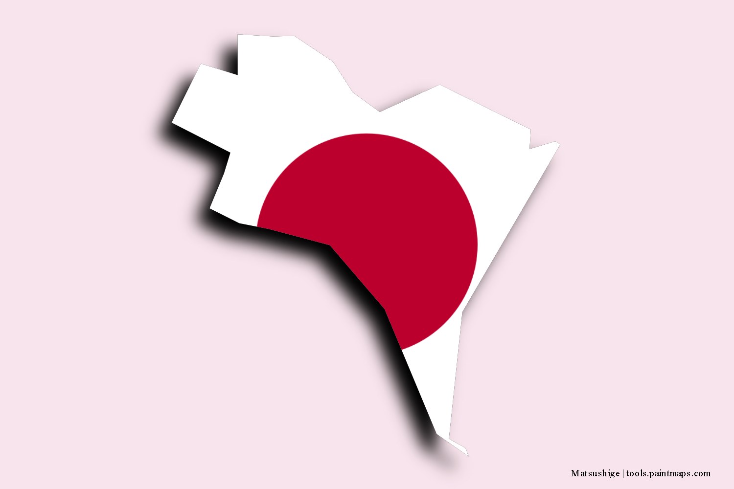 flag map of Matsushige with 3D shadow effect