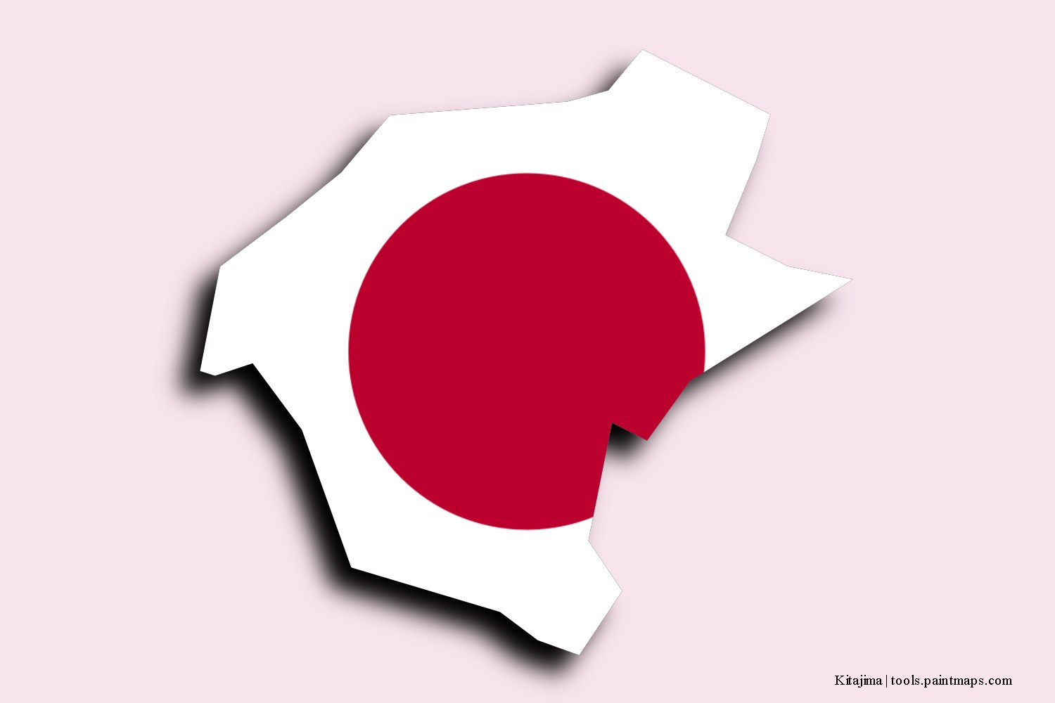 flag map of Kitajima with 3D shadow effect