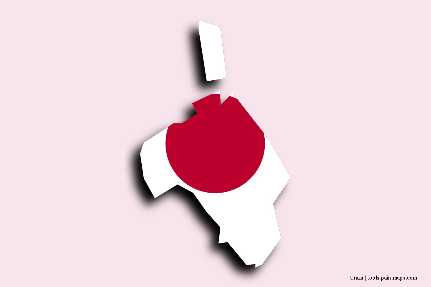 flag map of Utazu with 3D shadow effect