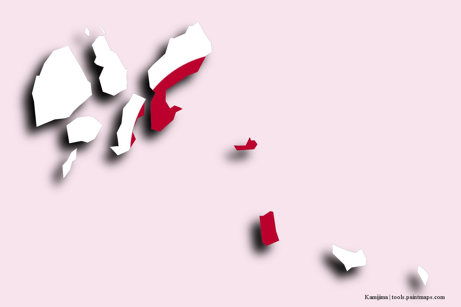 flag map of Kamijima with 3D shadow effect