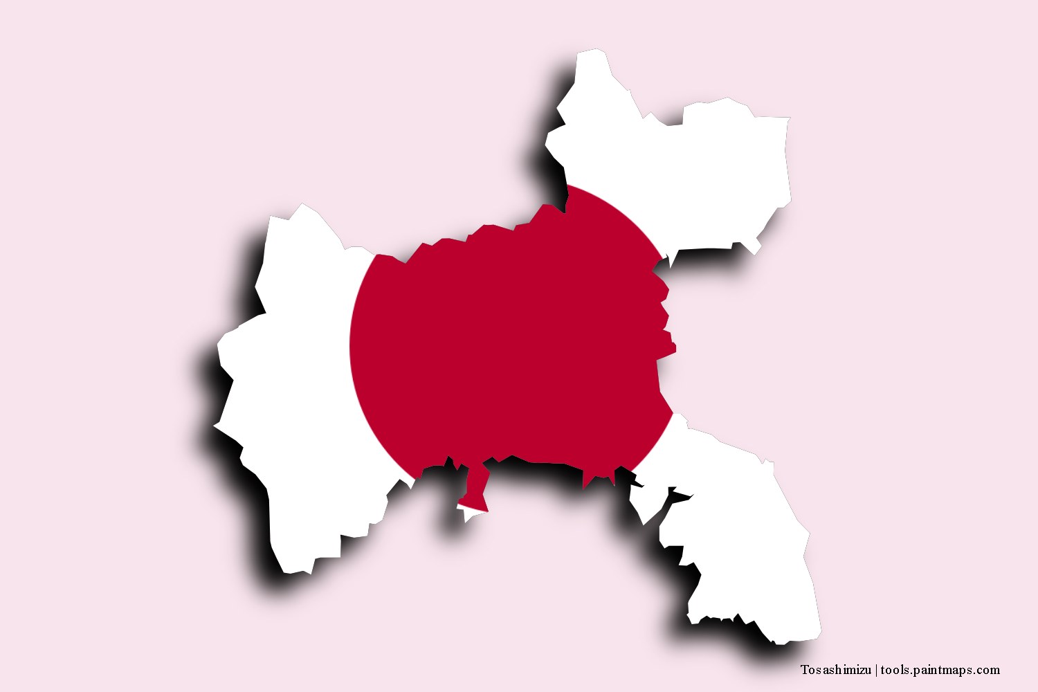 flag map of Tosashimizu with 3D shadow effect