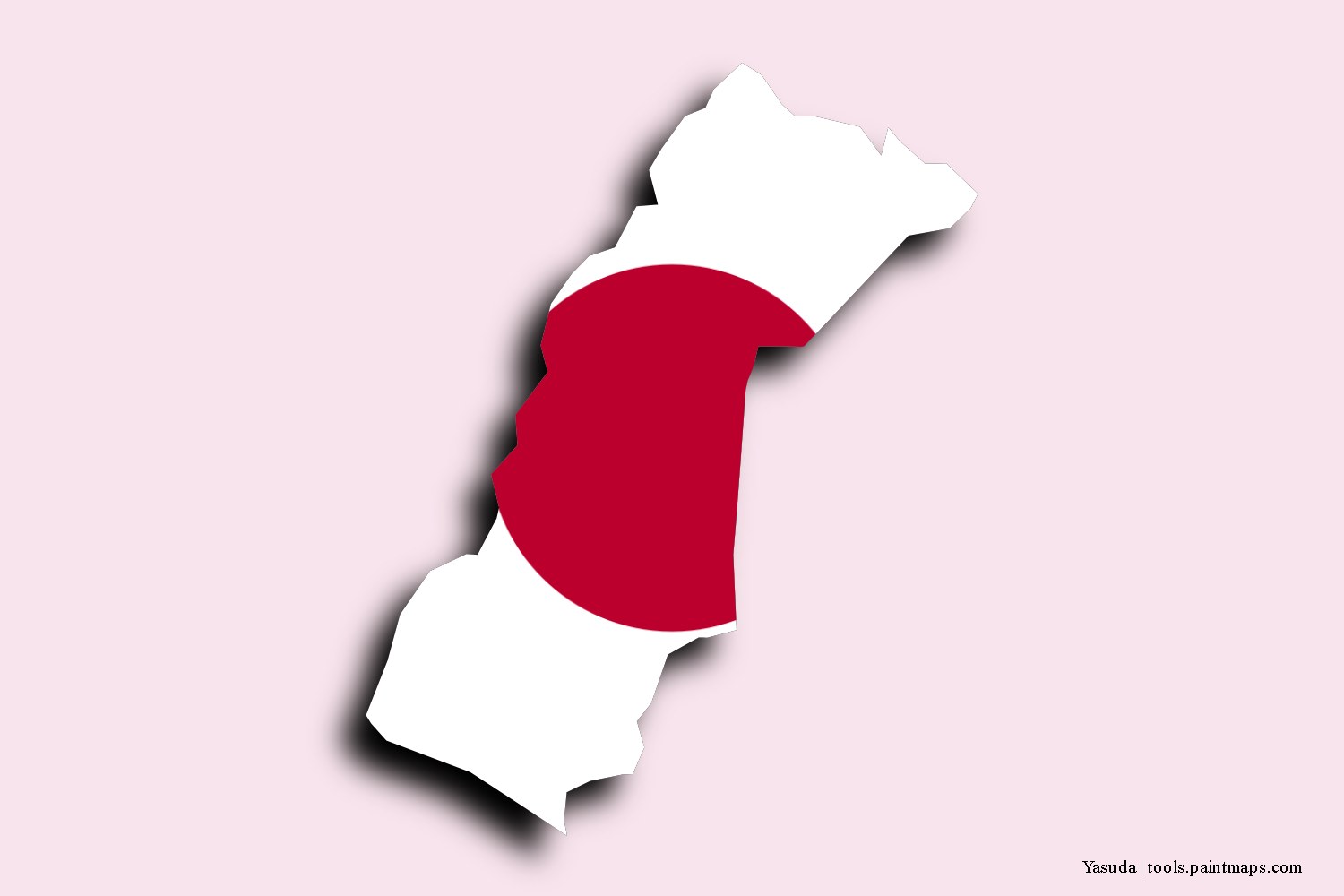 flag map of Yasuda with 3D shadow effect