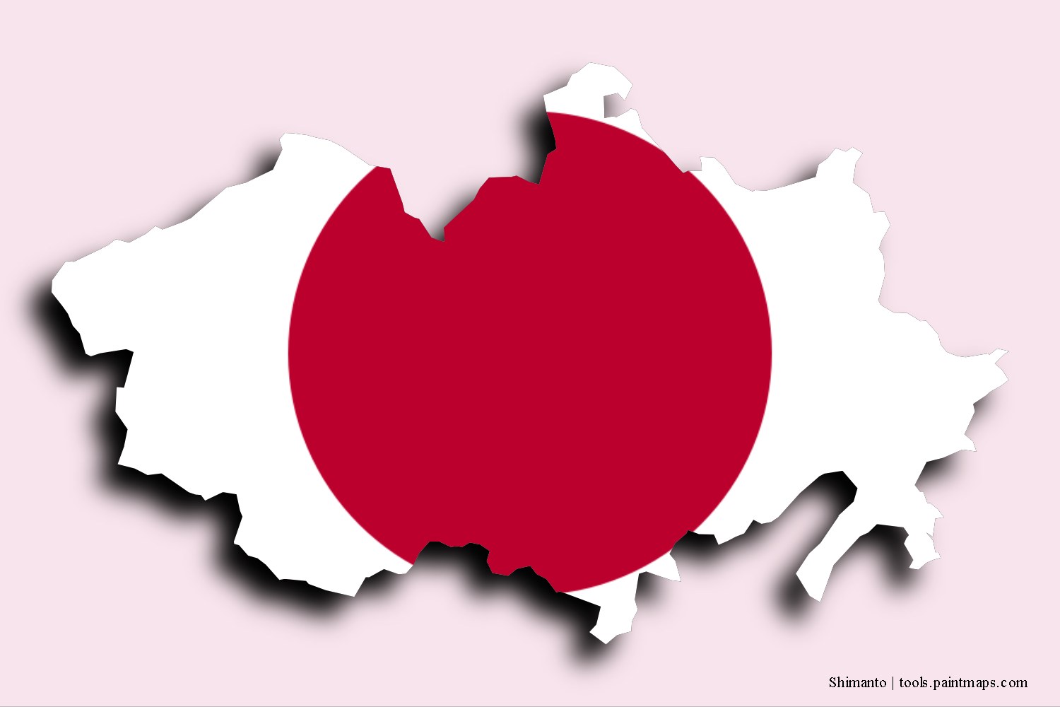 flag map of Shimanto with 3D shadow effect