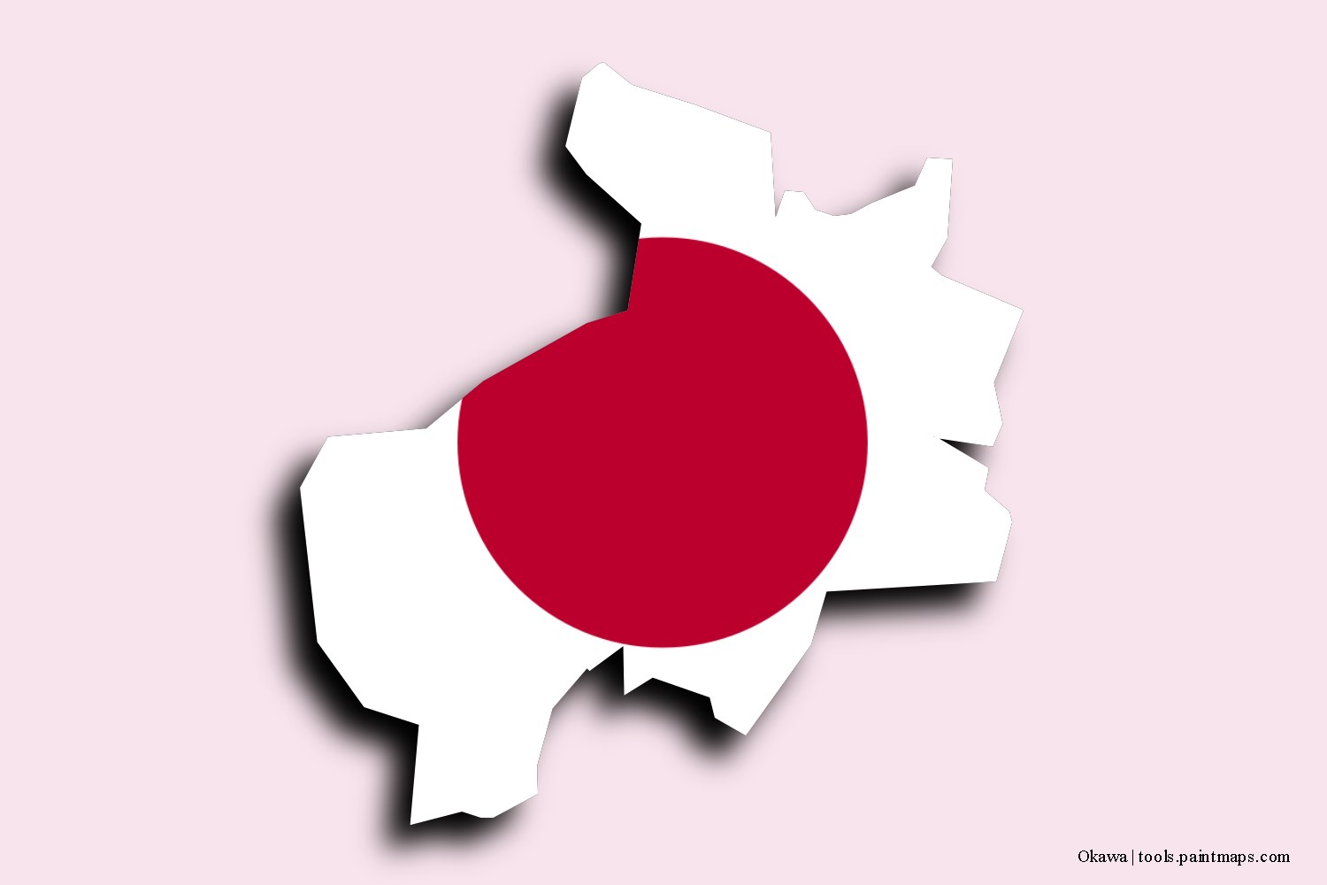 flag map of Okawa with 3D shadow effect