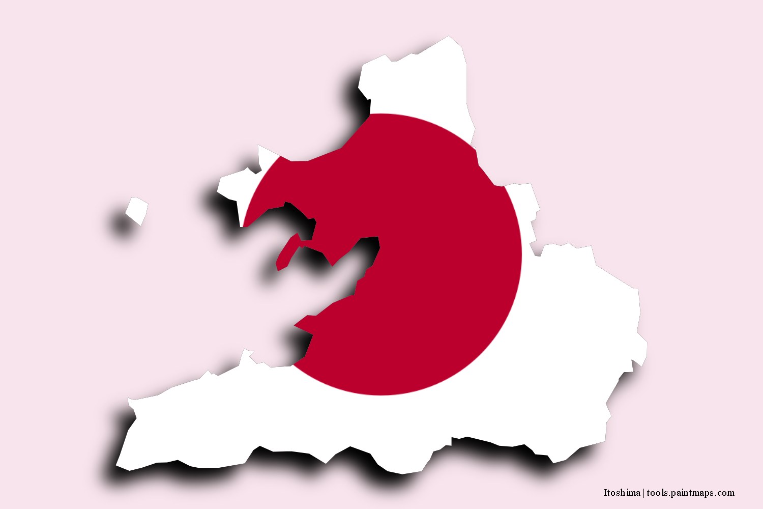 flag map of Itoshima with 3D shadow effect