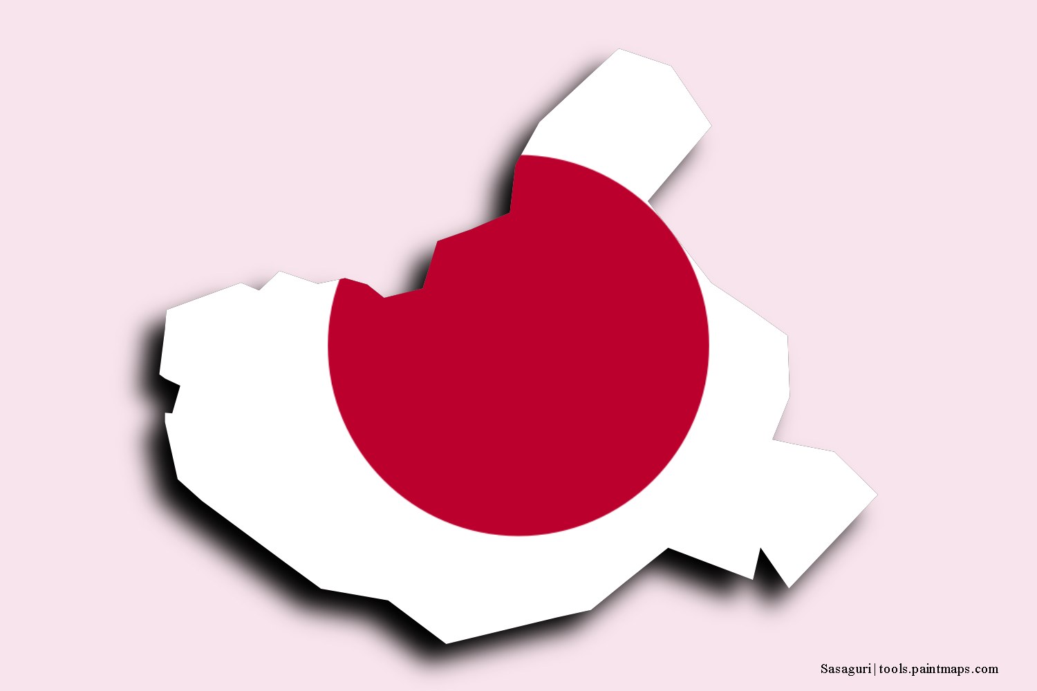 flag map of Sasaguri with 3D shadow effect