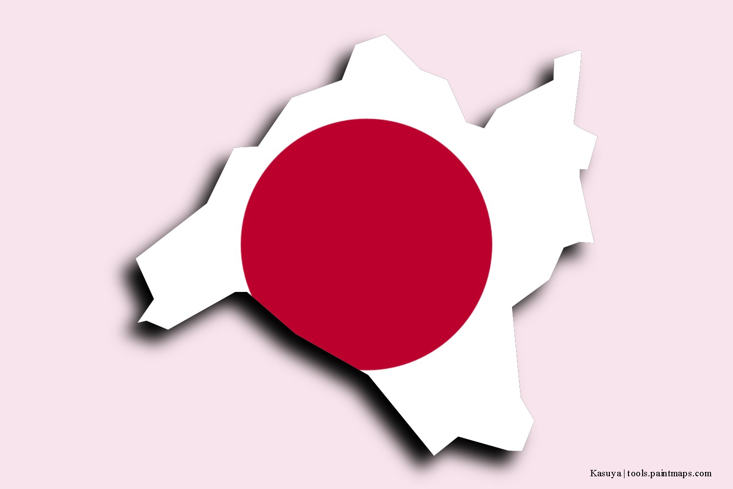 flag map of Kasuya with 3D shadow effect