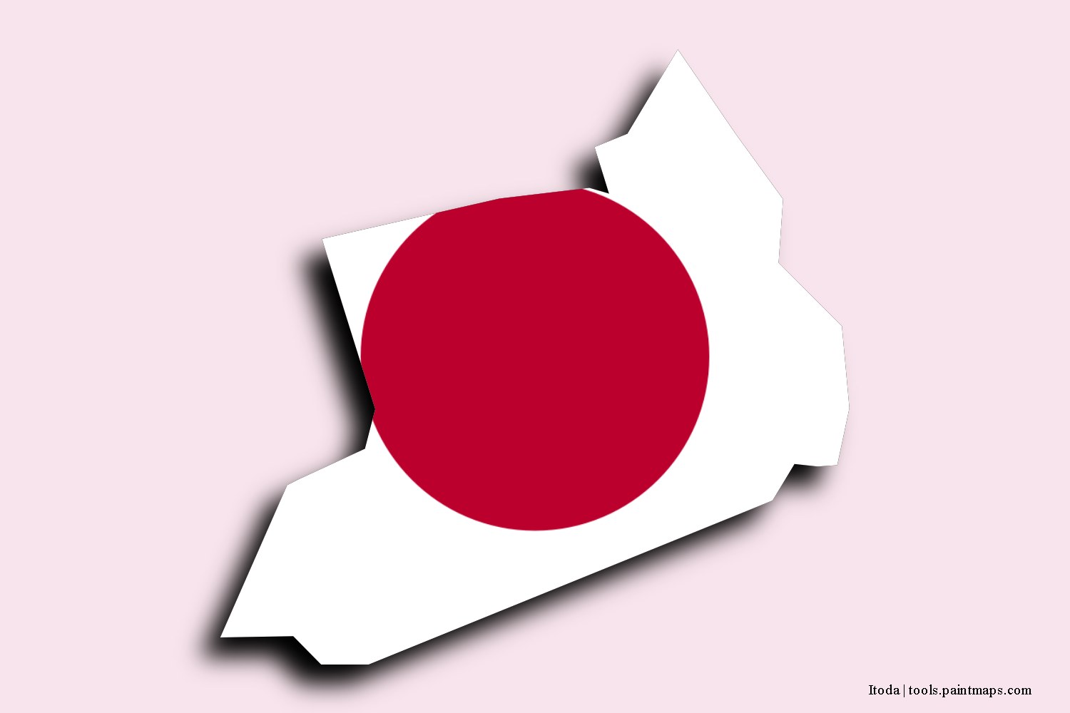 flag map of Itoda with 3D shadow effect