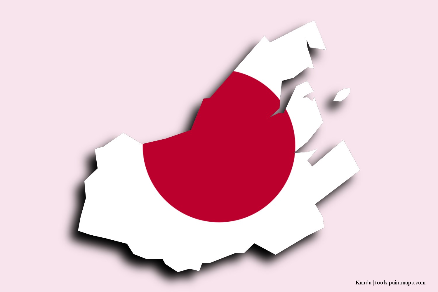 flag map of Kanda with 3D shadow effect