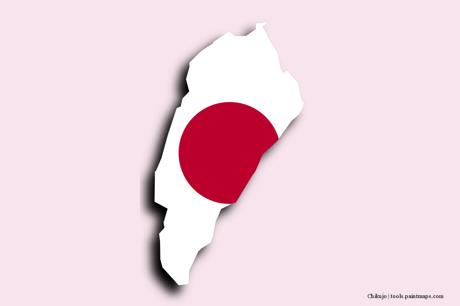 flag map of Chikujo with 3D shadow effect