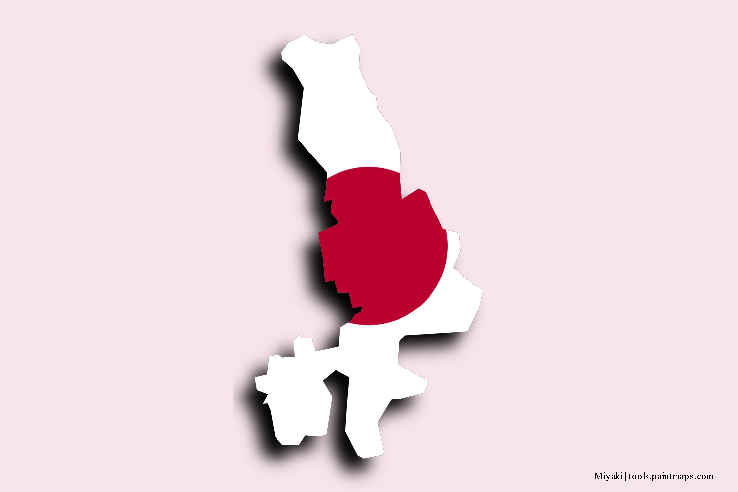 flag map of Miyaki with 3D shadow effect