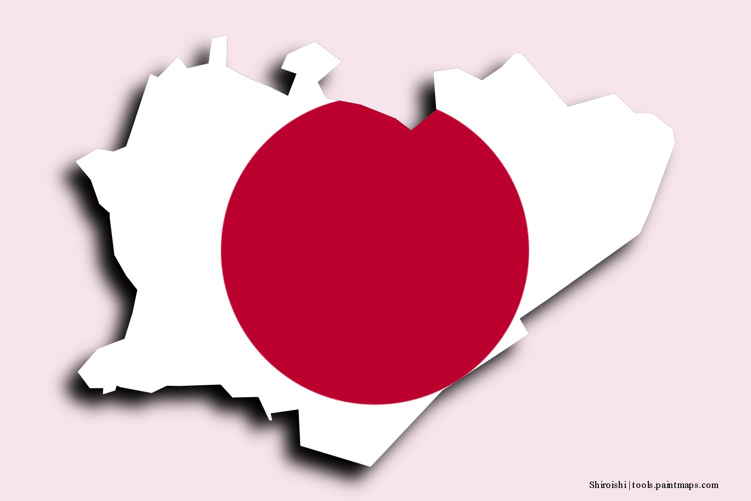 flag map of Shiroishi with 3D shadow effect