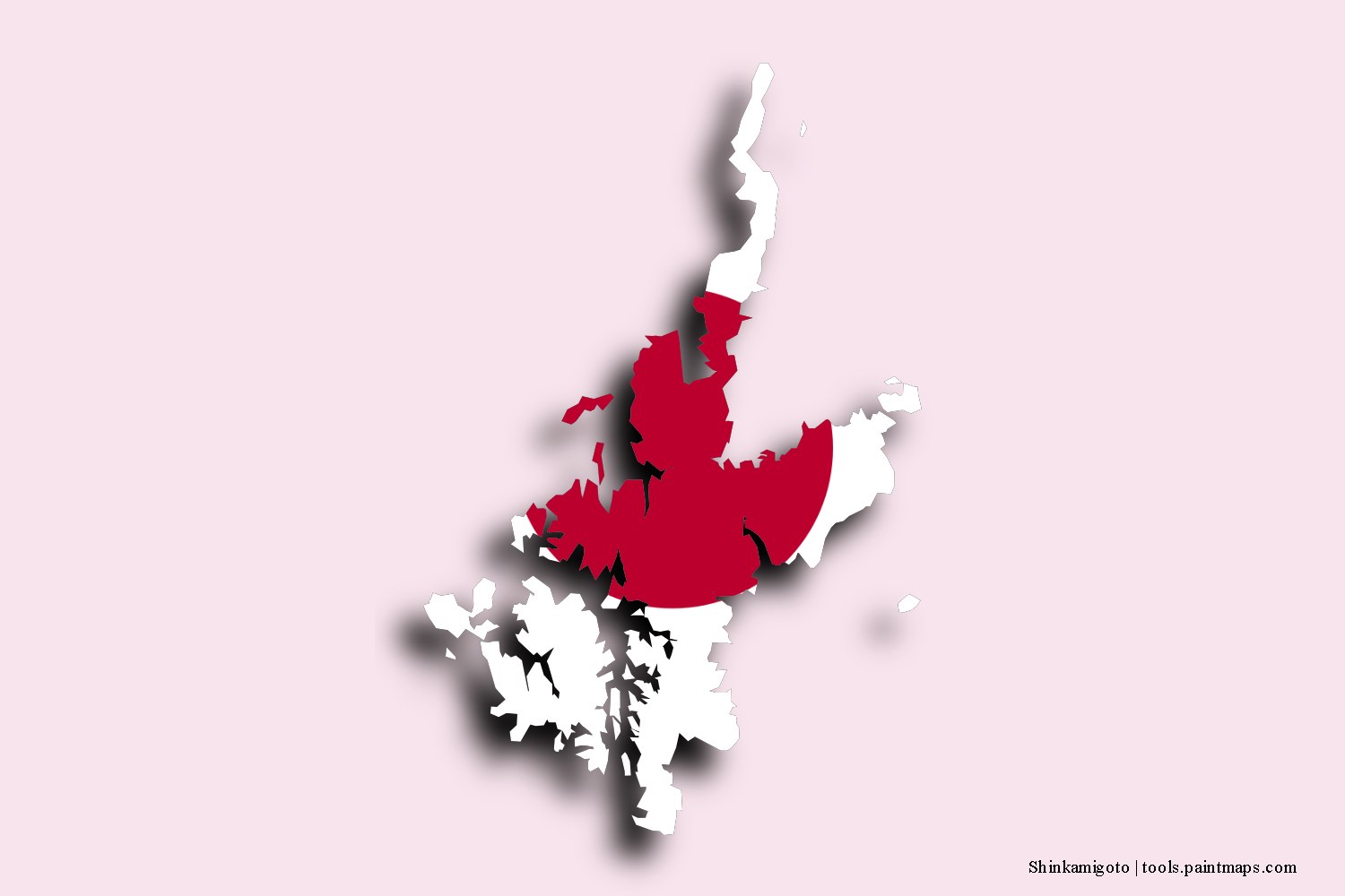 flag map of Shinkamigoto with 3D shadow effect