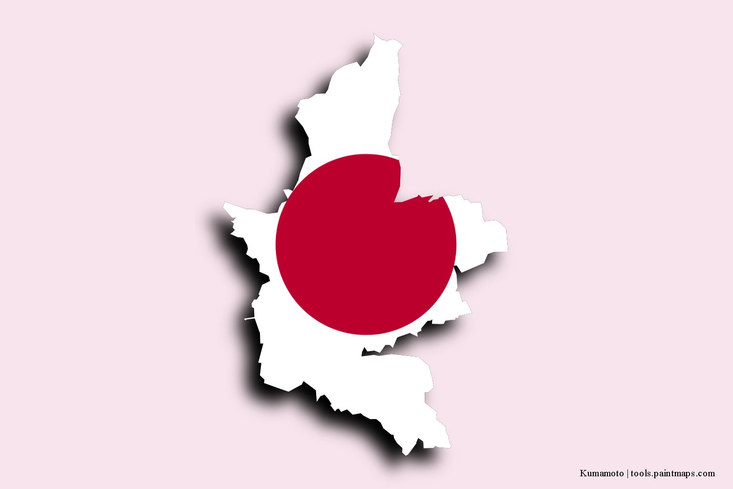 Mapa de la bandera de Kumamoto con efecto de sombra 3D