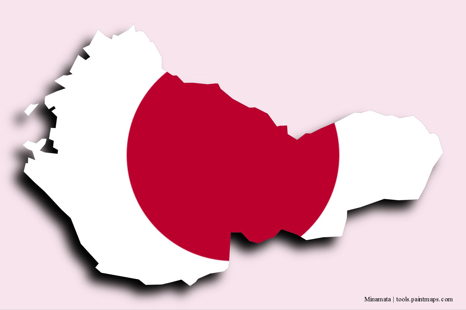 Mapa de la bandera de Minamata con efecto de sombra 3D