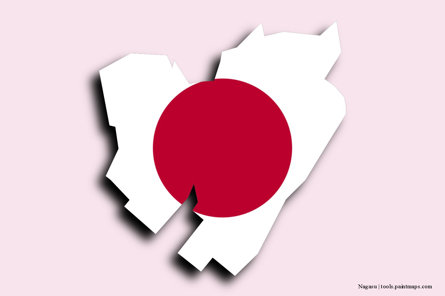 flag map of Nagasu with 3D shadow effect