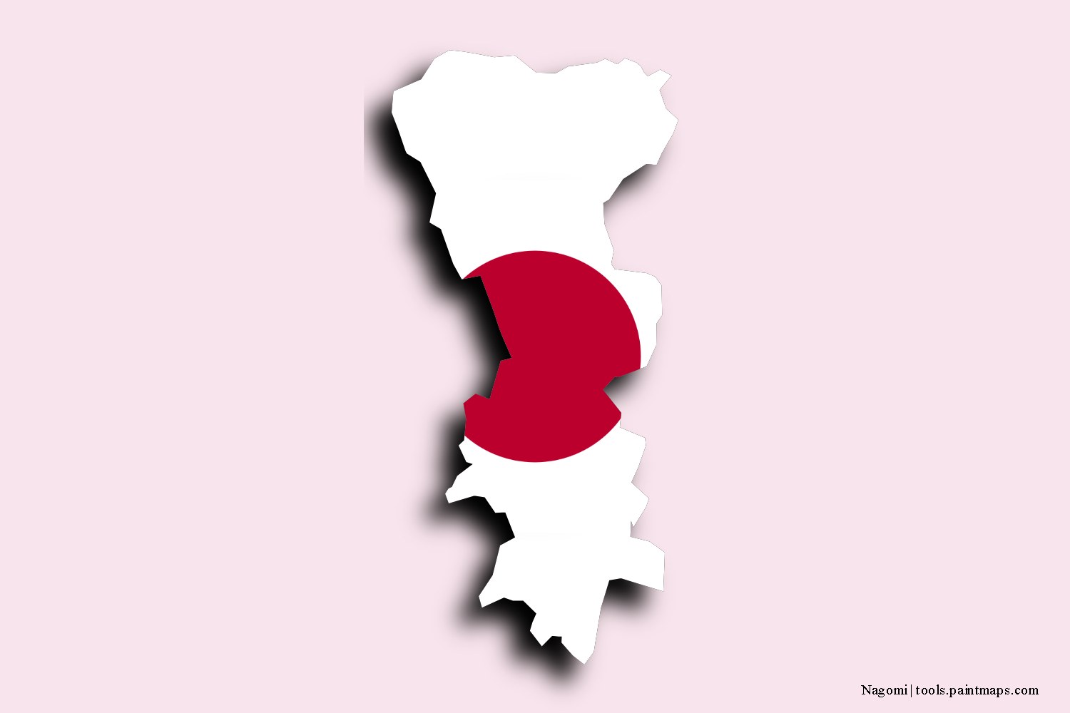 flag map of Nagomi with 3D shadow effect