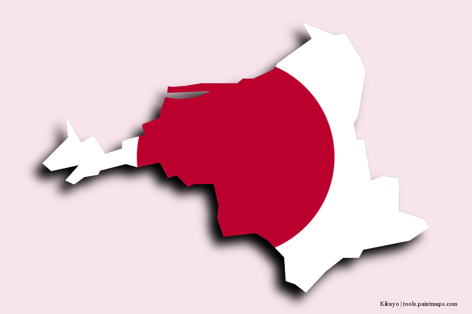 flag map of Kikuyo with 3D shadow effect