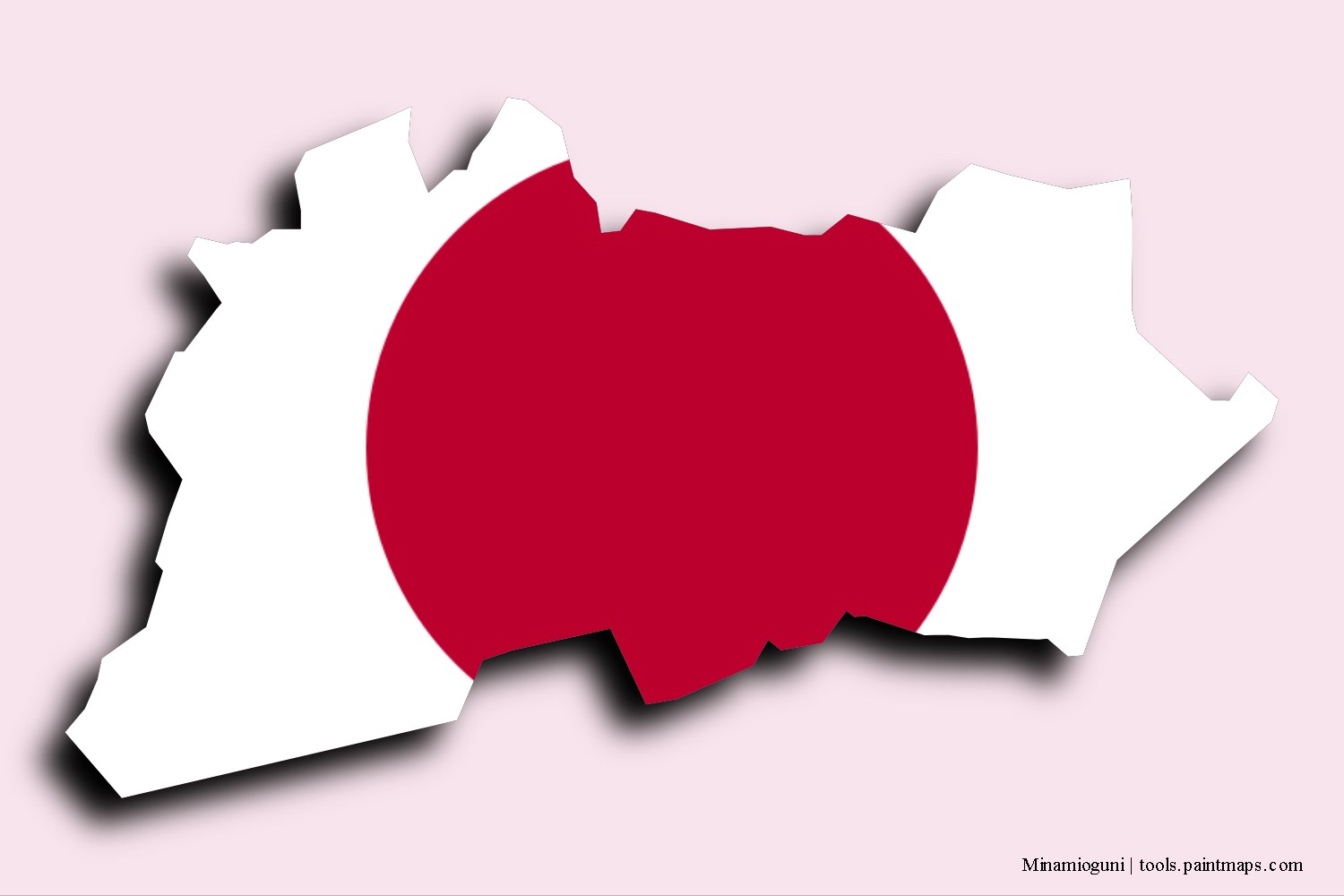 flag map of Minamioguni with 3D shadow effect