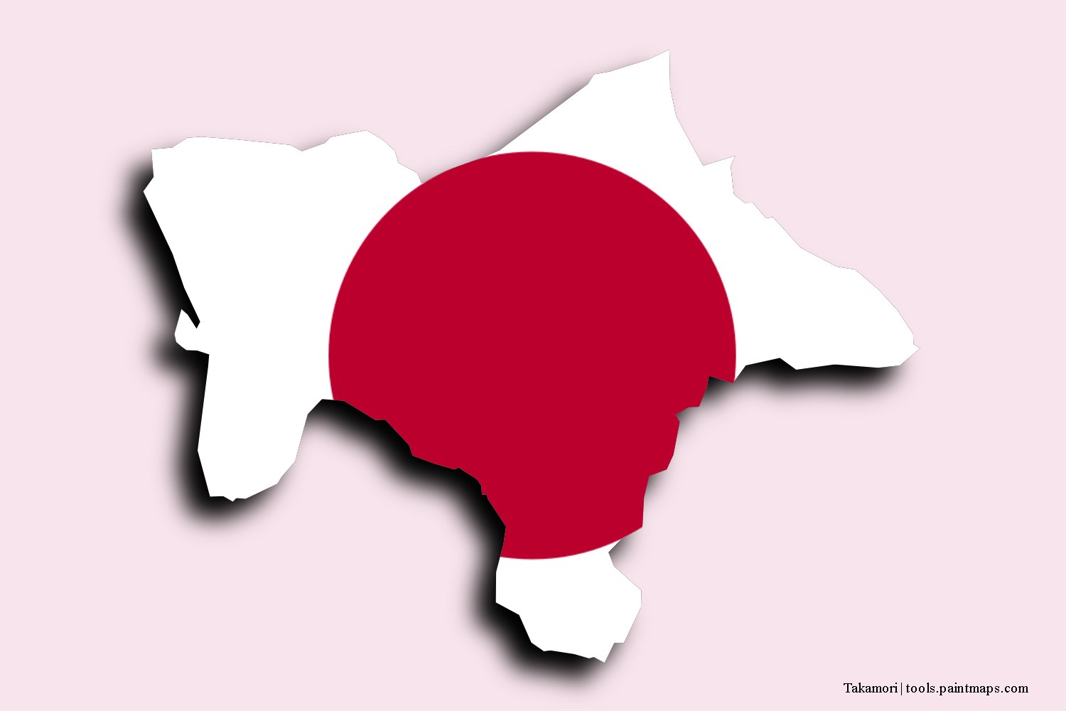 flag map of Takamori with 3D shadow effect