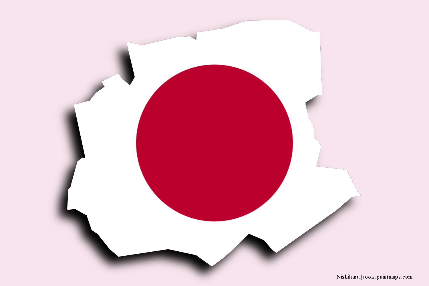 flag map of Nishihara with 3D shadow effect