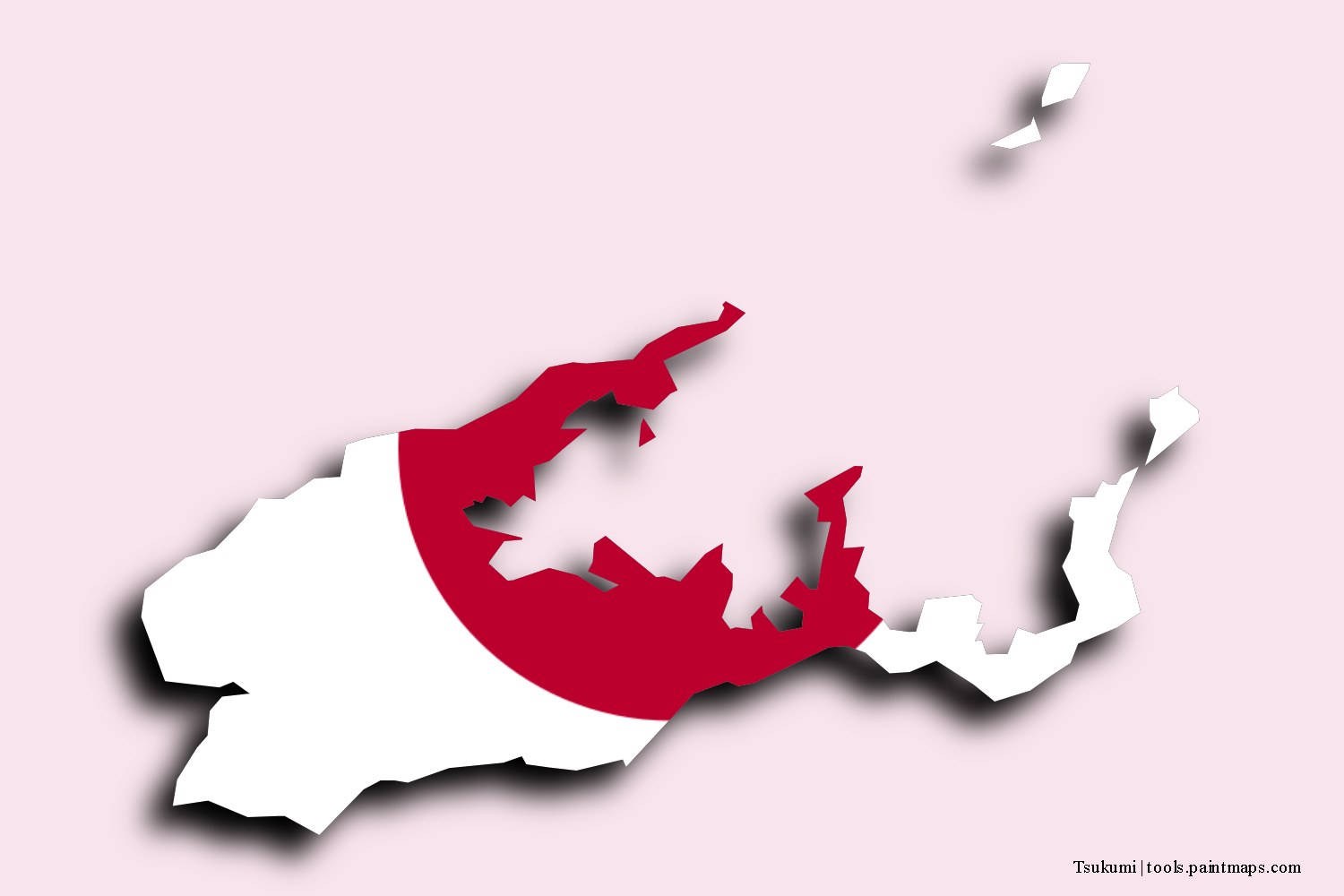 flag map of Tsukumi with 3D shadow effect