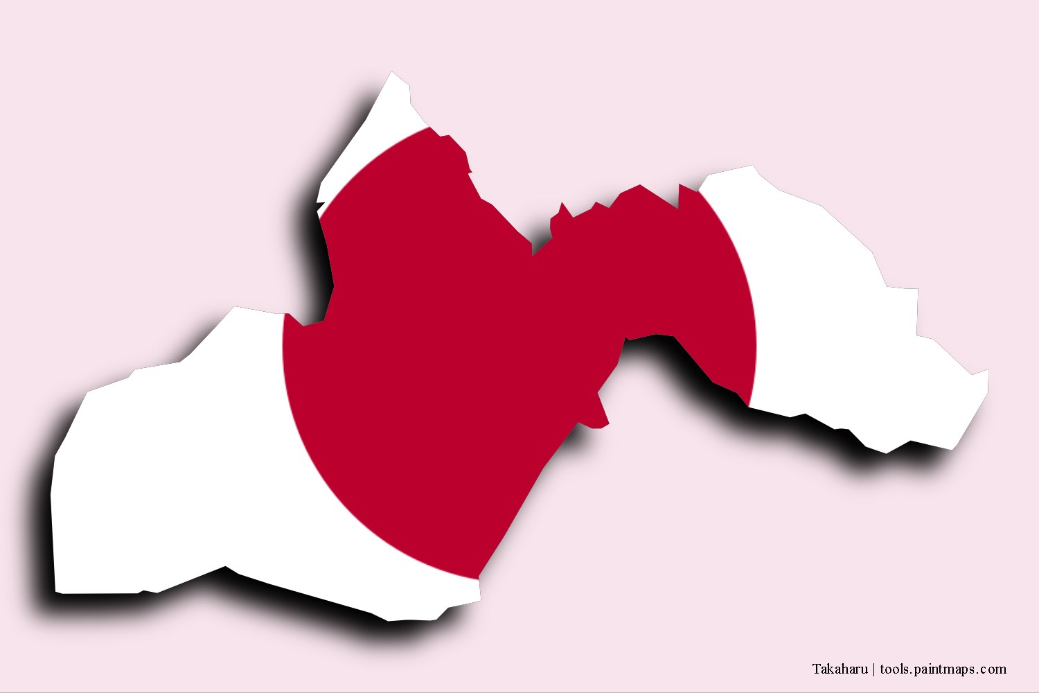 flag map of Takaharu with 3D shadow effect