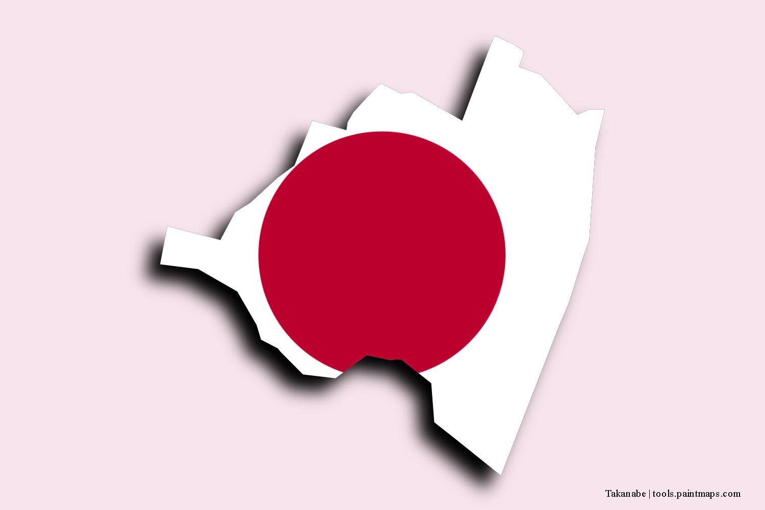 flag map of Takanabe with 3D shadow effect