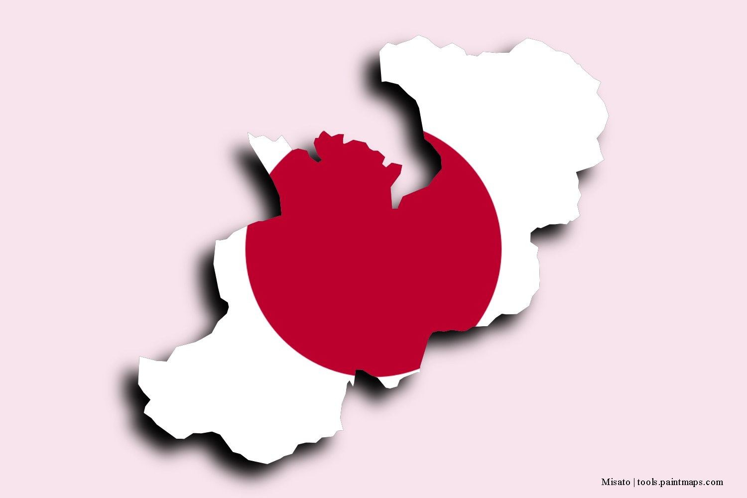 flag map of Misato with 3D shadow effect