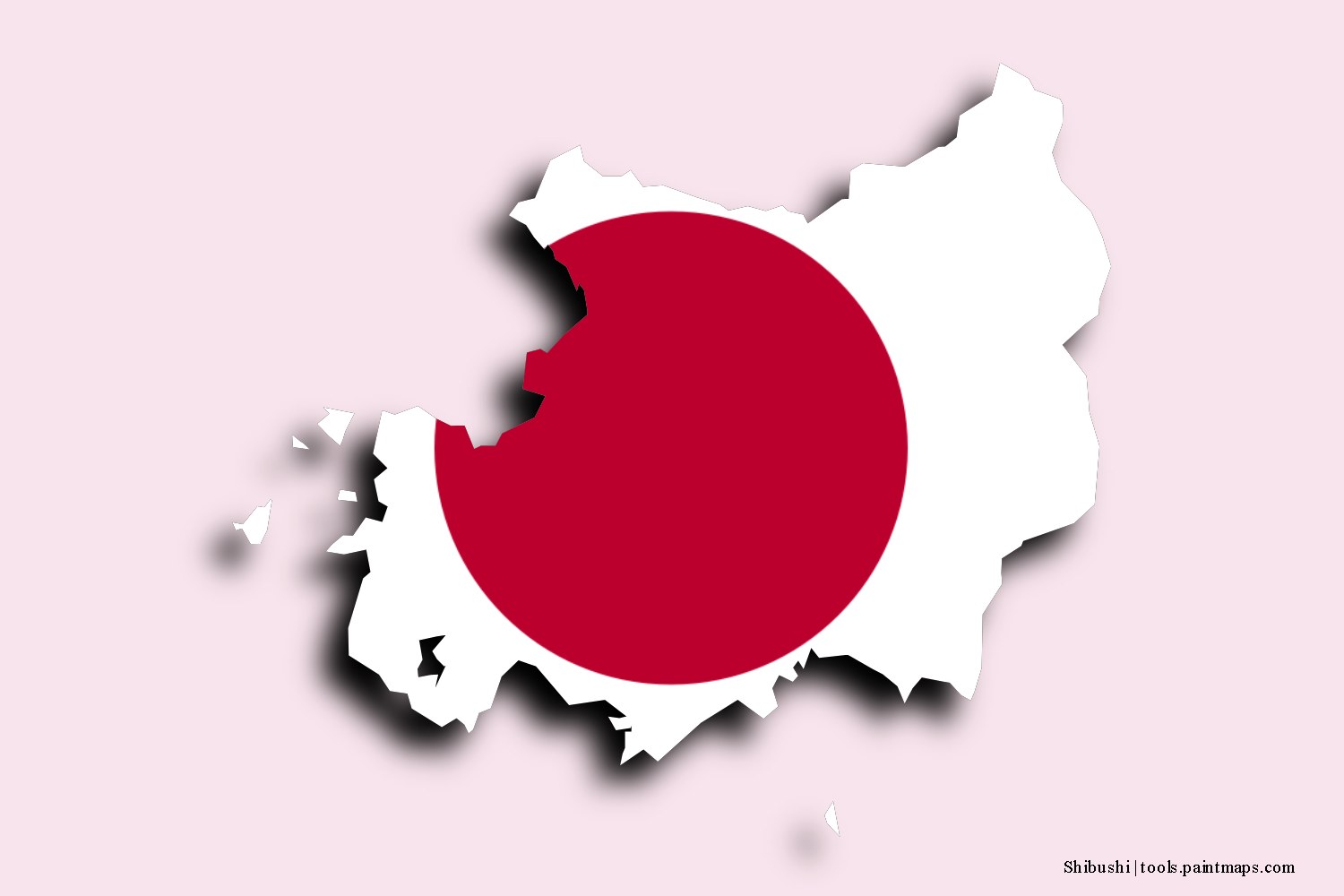 flag map of Shibushi with 3D shadow effect