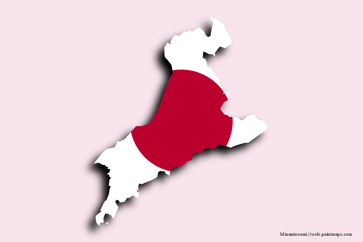 flag map of Minamiosumi with 3D shadow effect