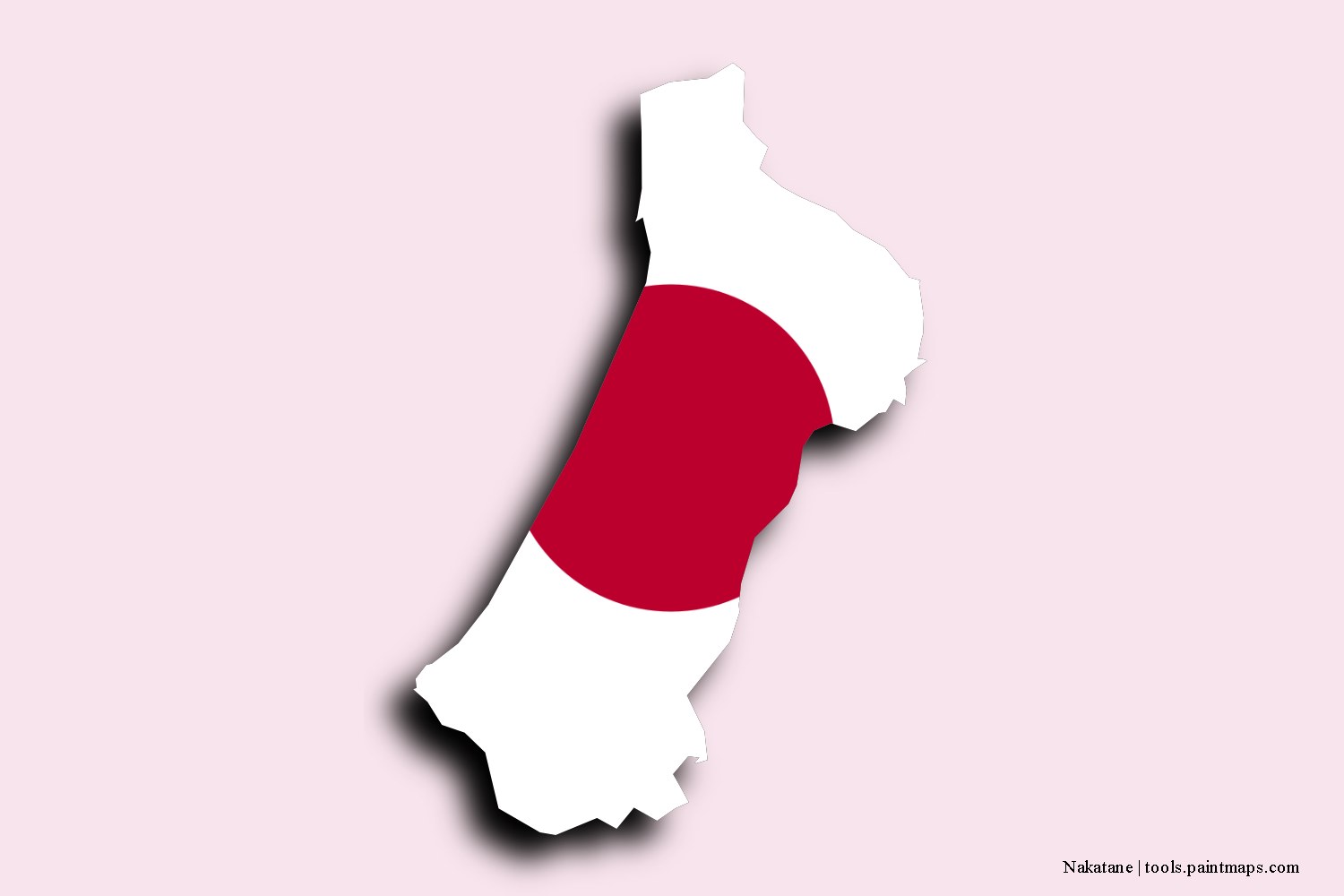 flag map of Nakatane with 3D shadow effect