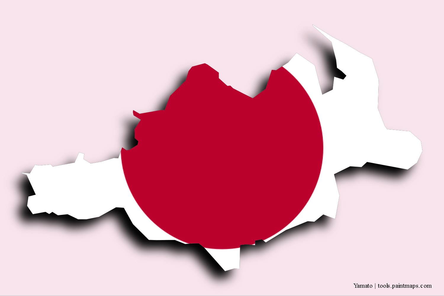 flag map of Yamato with 3D shadow effect