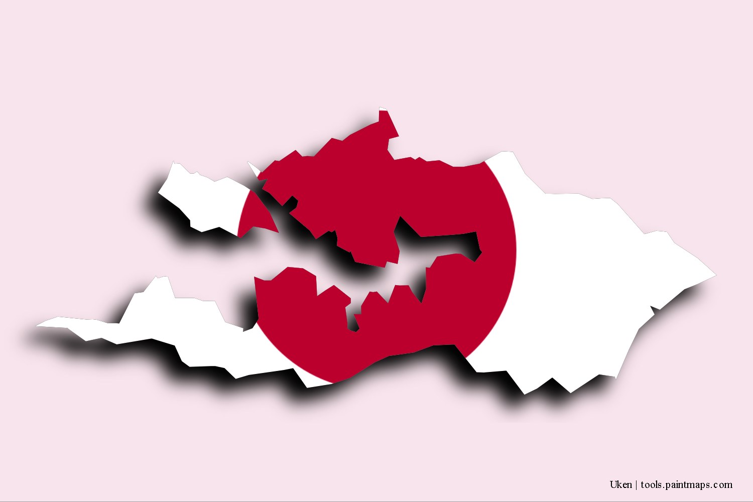 flag map of Uken with 3D shadow effect