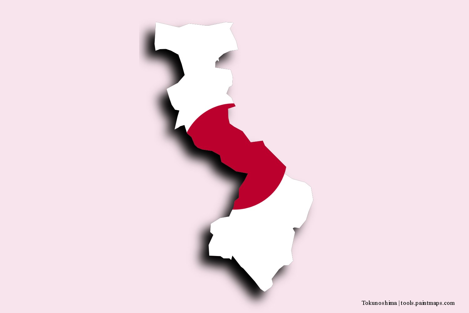 flag map of Tokunoshima with 3D shadow effect