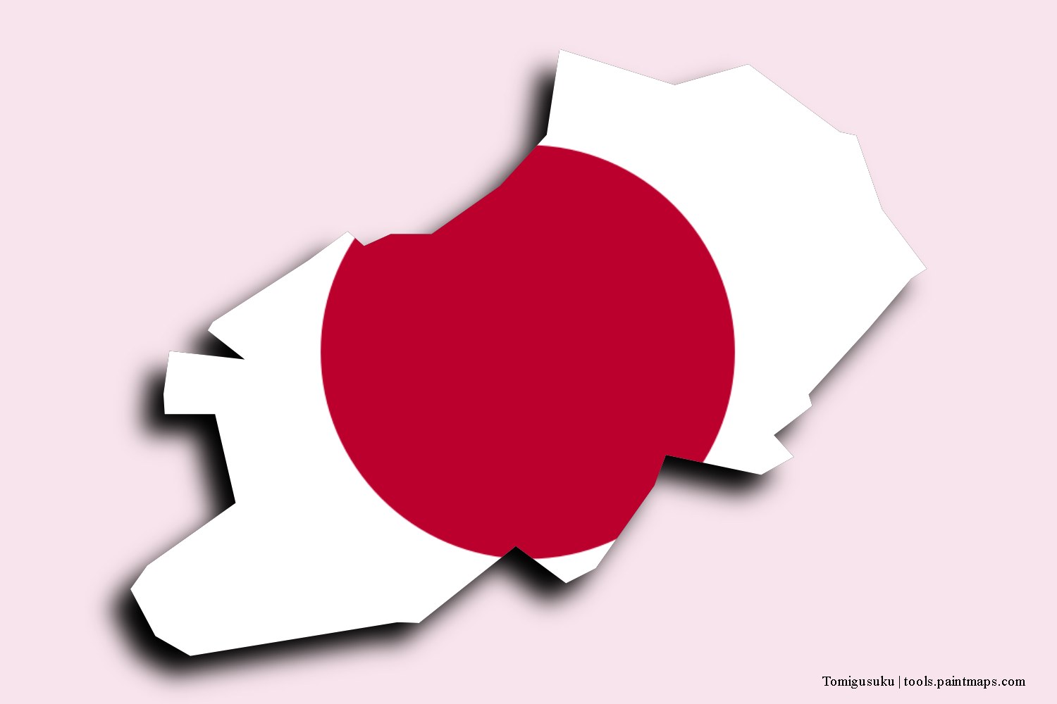 flag map of Tomigusuku with 3D shadow effect