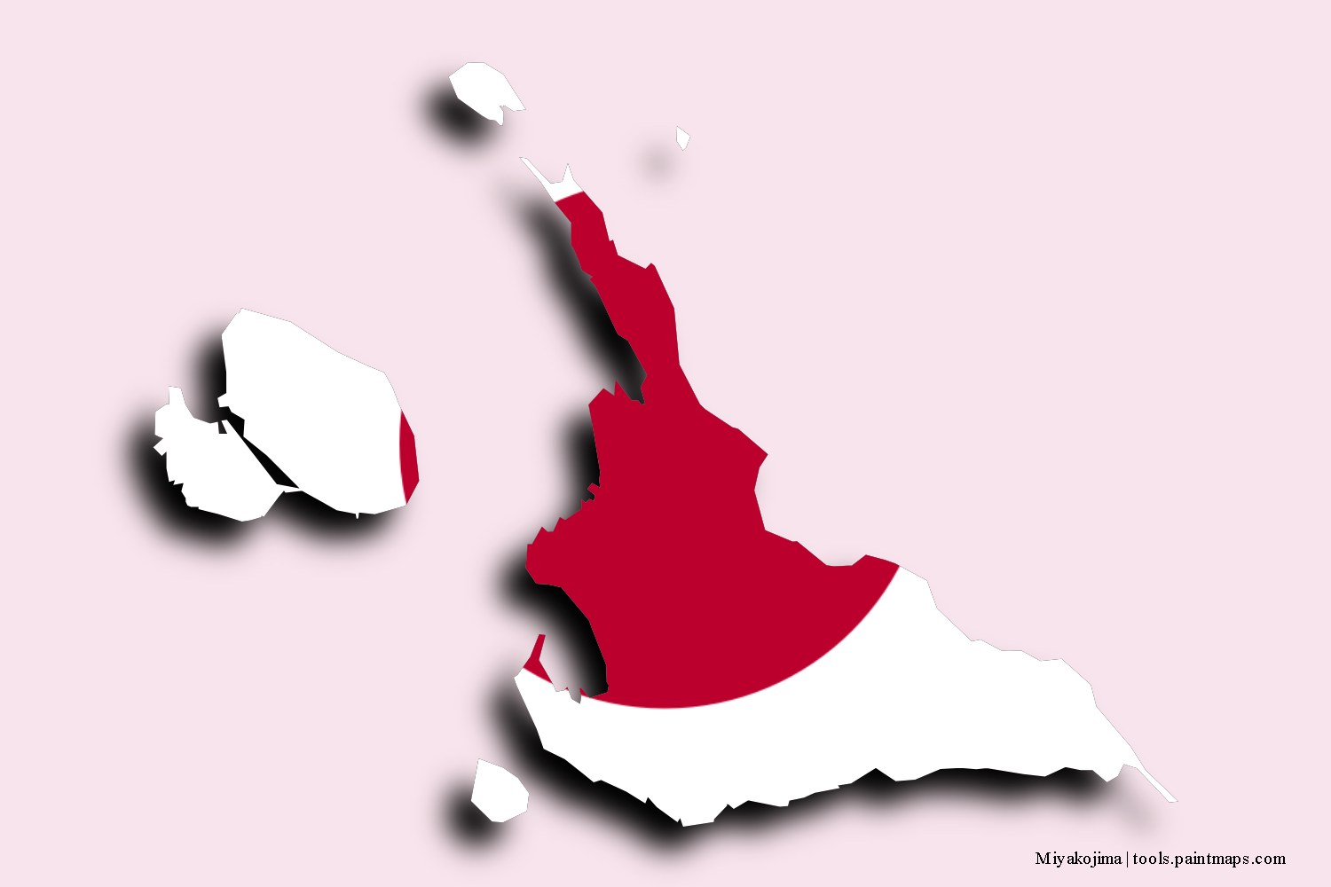 Mapa de la bandera de Miyakojima con efecto de sombra 3D