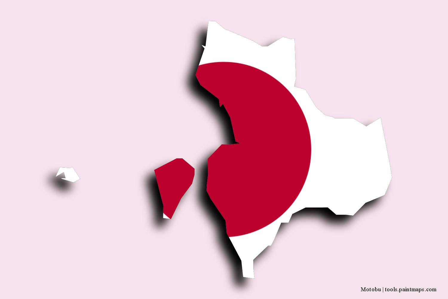 flag map of Motobu with 3D shadow effect