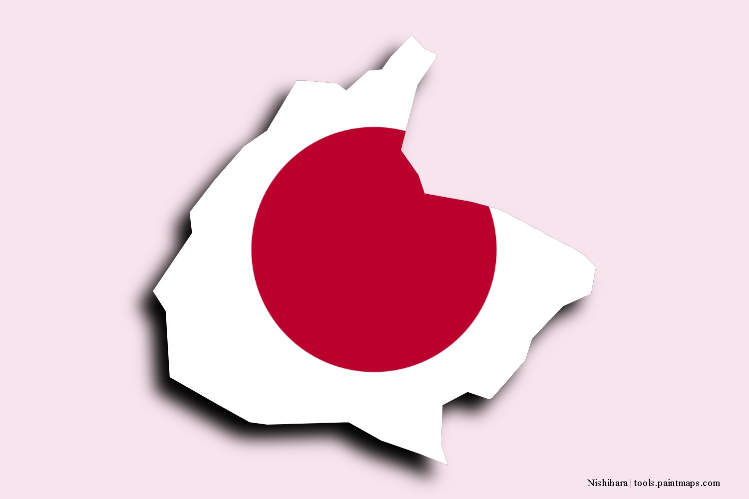 flag map of Nishihara with 3D shadow effect