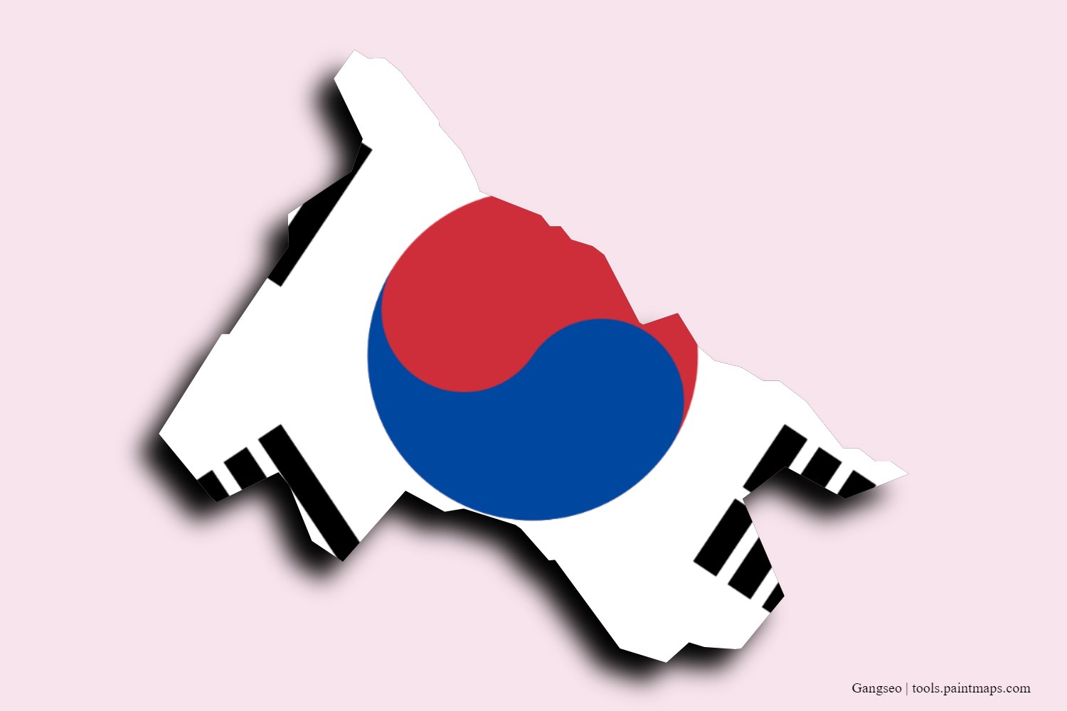 flag map of Gangseo with 3D shadow effect