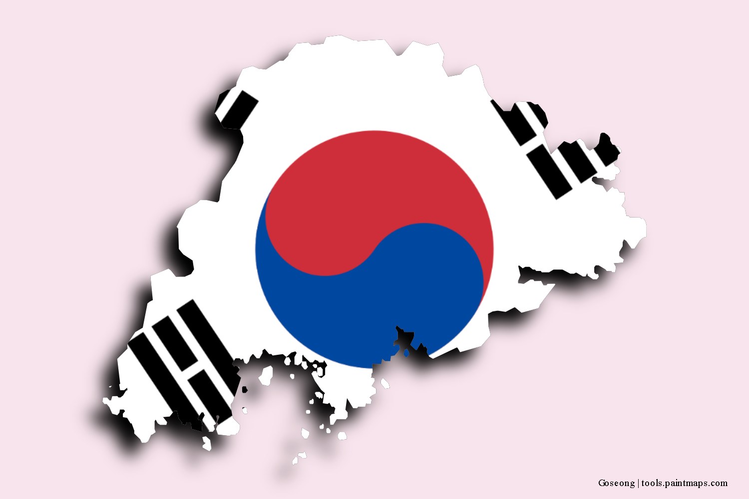 flag map of Goseong with 3D shadow effect