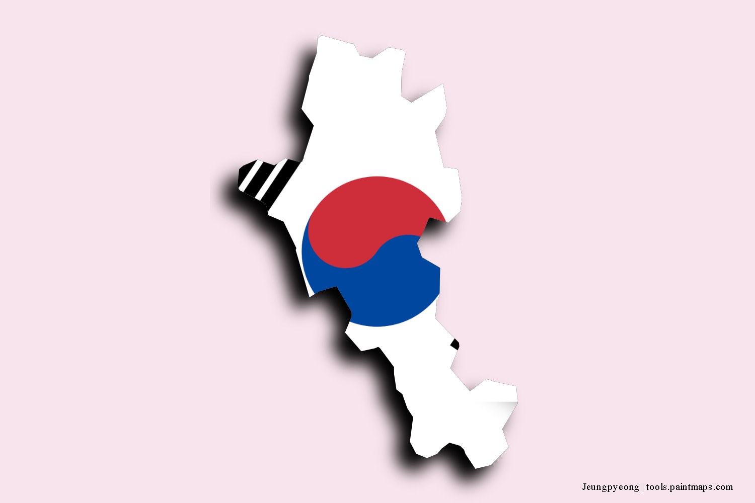 Mapa de la bandera de Jeungpyeong con efecto de sombra 3D