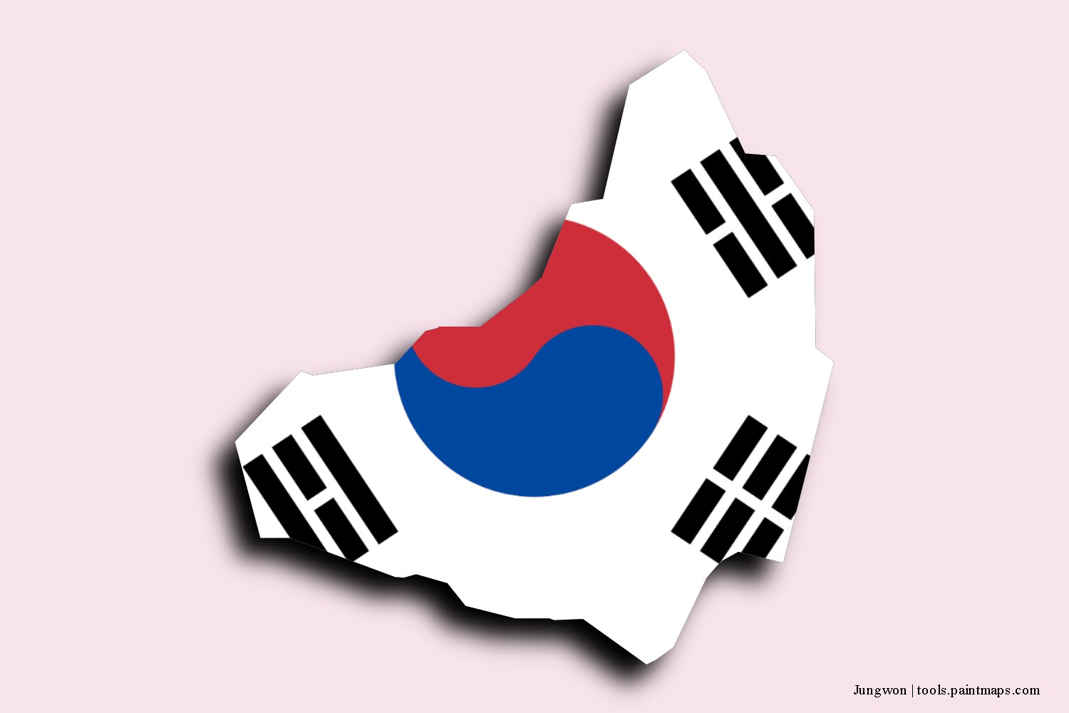 Mapa de la bandera de Jungwon con efecto de sombra 3D