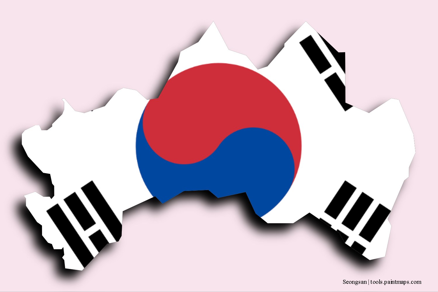 flag map of Seongsan with 3D shadow effect