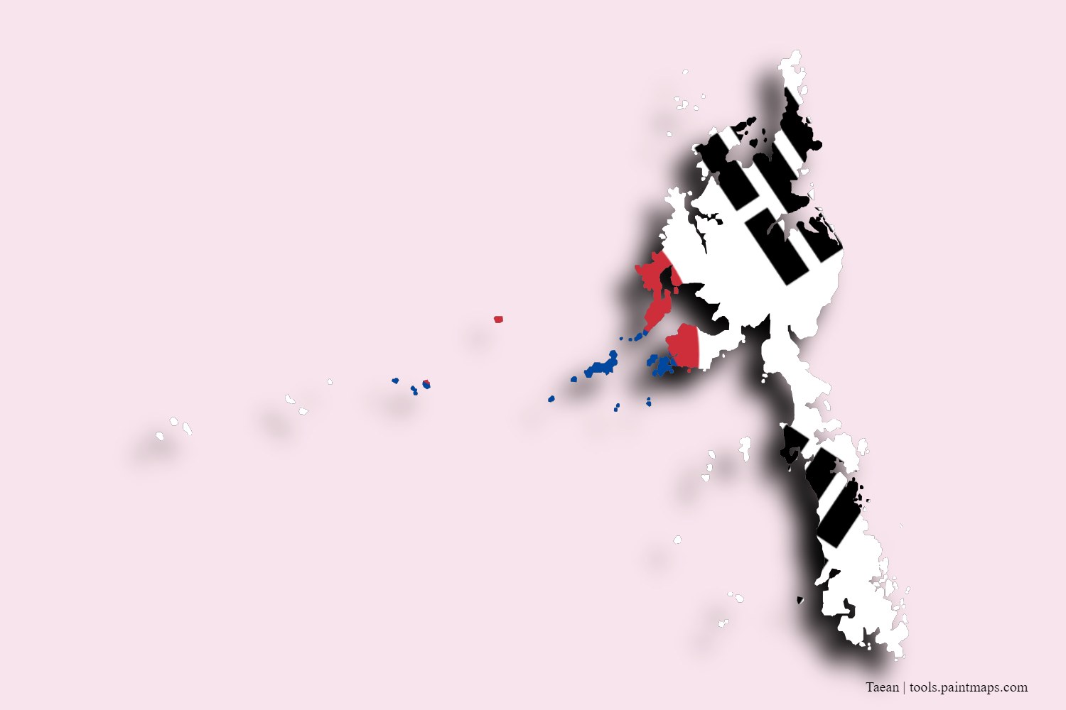 Mapa de la bandera de Taean con efecto de sombra 3D