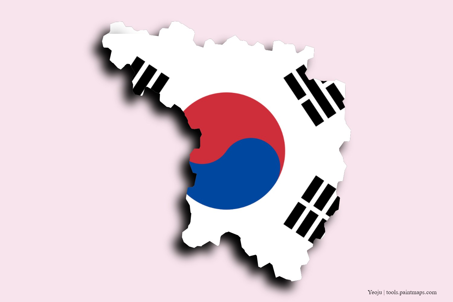 flag map of Yeoju with 3D shadow effect