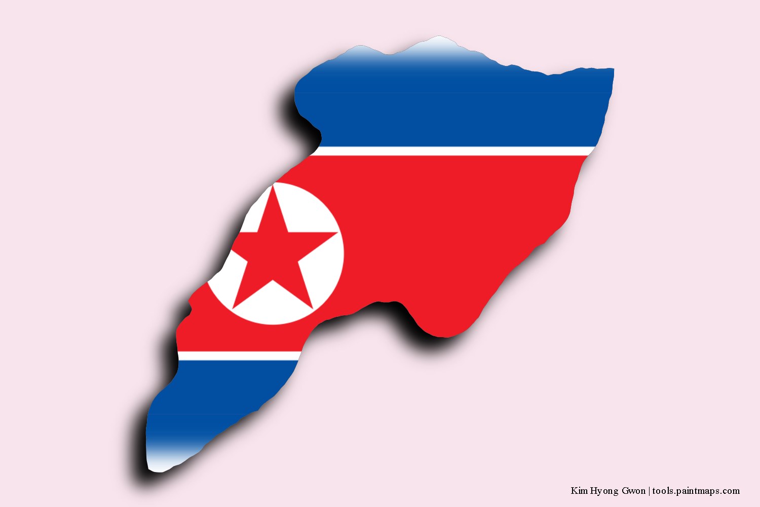 flag map of Kim Hyong Gwon with 3D shadow effect