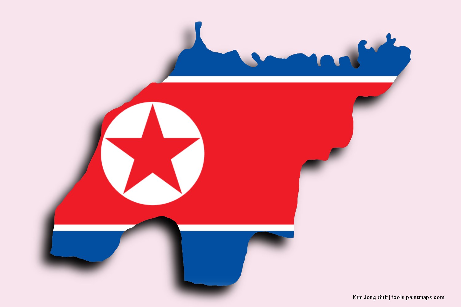 Mapa de la bandera de Kim Jong Suk con efecto de sombra 3D