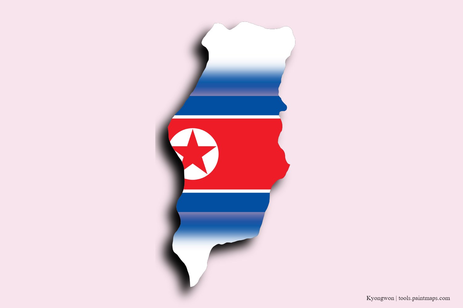 Mapa de la bandera de Kyongwon con efecto de sombra 3D